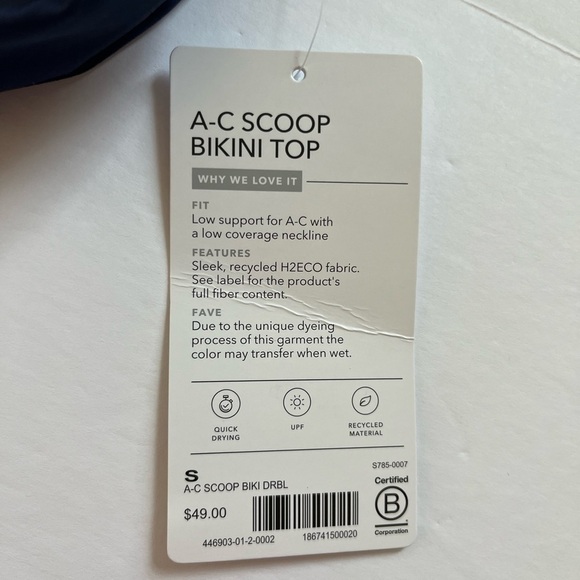 Athleta A-C Scoop Bikini Top Navy Size Small New with Tags - Picture 5 of 7